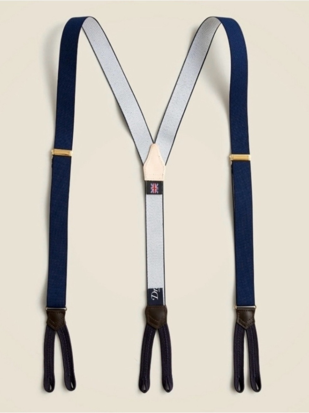 NEW J. Crew x Drake's London Suspenders in Navy Blue with gold 38515 one size